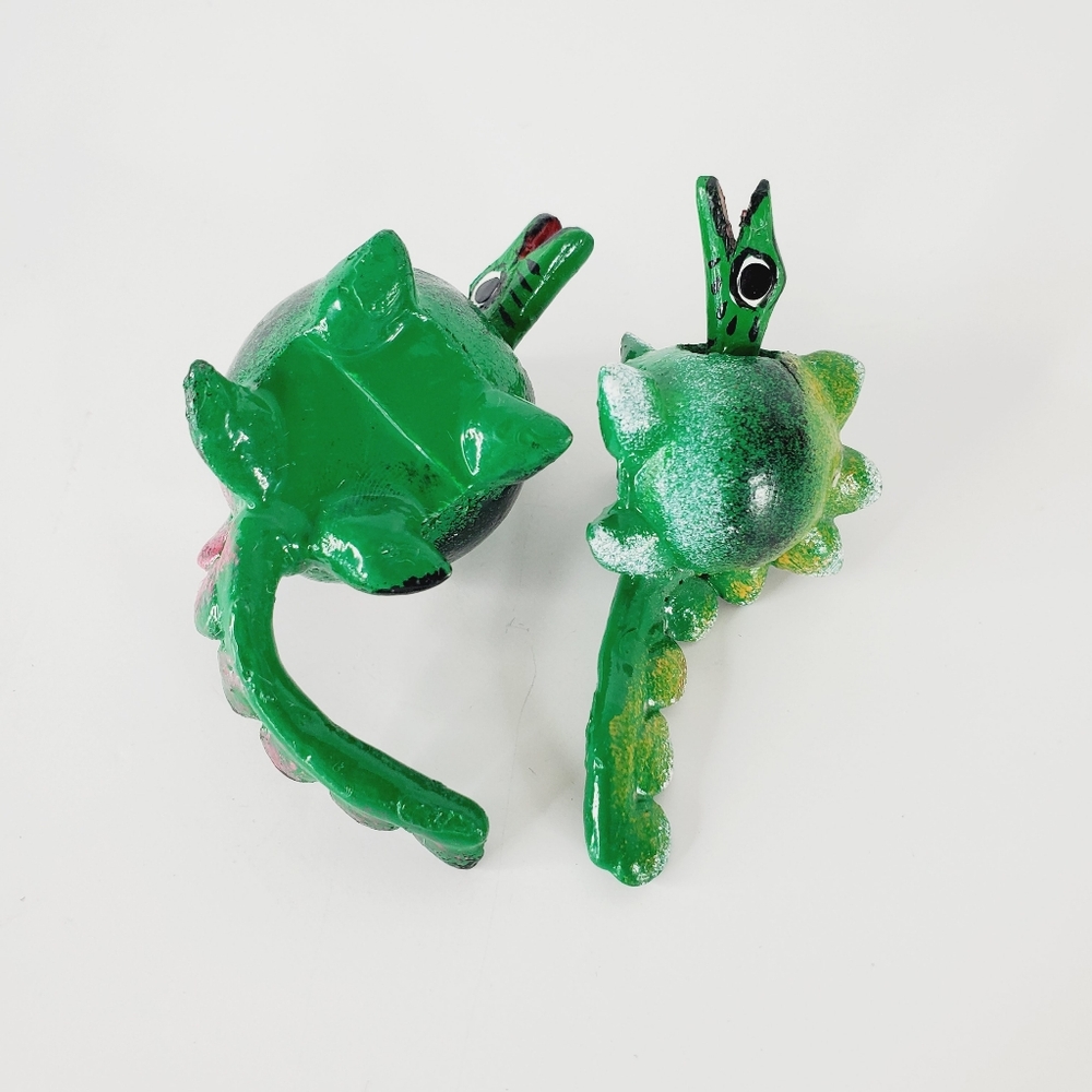 Vintage TONALA Mexico Small Animal Bobble Head Creatures Dragons Set of 2 - Picture 4 of 5